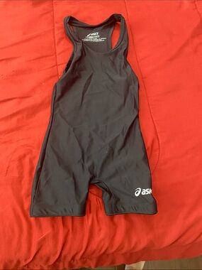 Asics Black Men's One-Piece Swim Jammer with White Logo